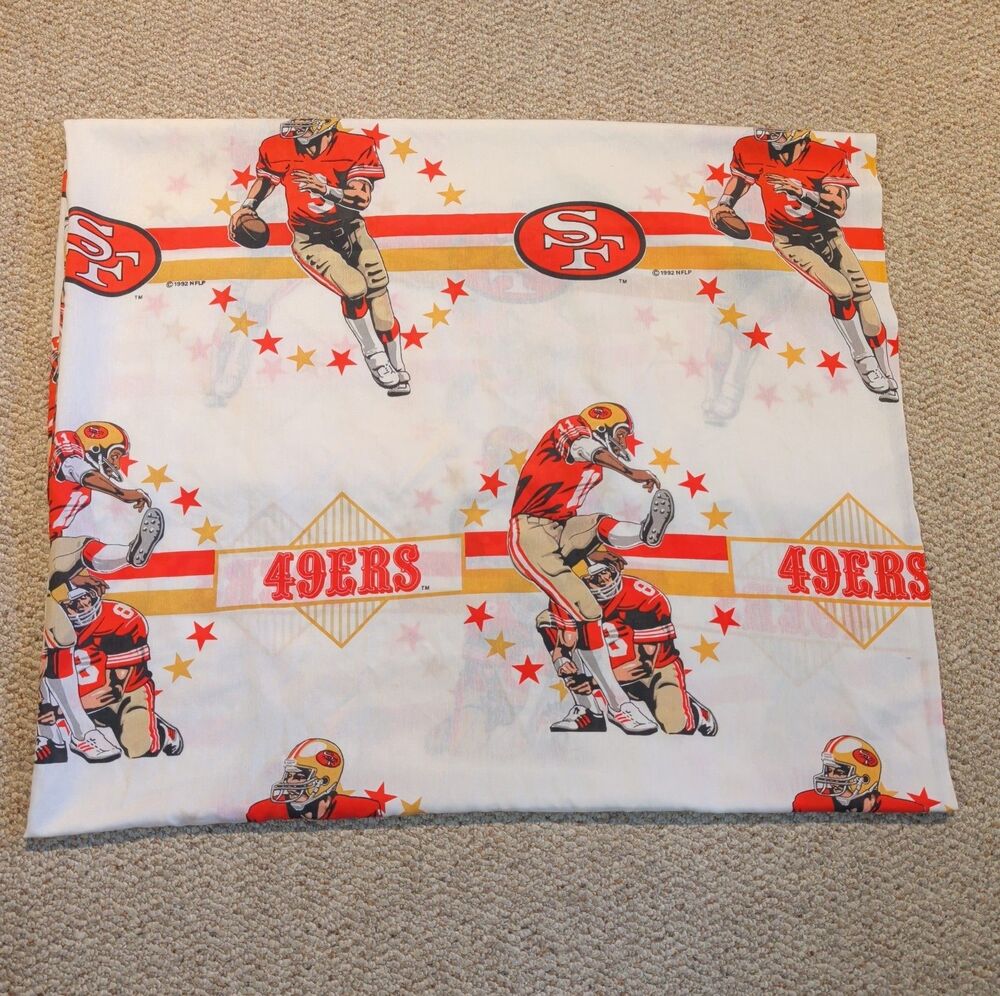 Vintage San Francisco 49ers Football Twin Flat Sheet Bedding Retro 1992